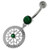 Center Jeweled Flower Sterling Silver Navel Belly Button Ring