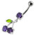 Cherry Jeweled Fancy Silver Dangling Belly Ring With SS Bar