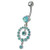 CZ Gem Round Ball Dangling Belly Ring Navel Body Piercing Jewelry