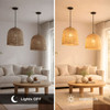 Bell Shape Indonesian Hand-Woven Natural Rattan Pendant Light Fixture,  14in H x 12in W