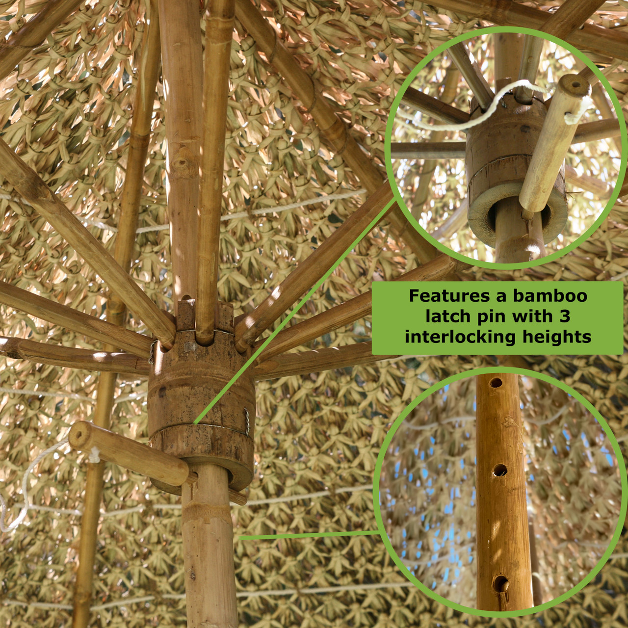 Bamboo and Sea Grass Folding Umbrella 9' - Forever Bamboo