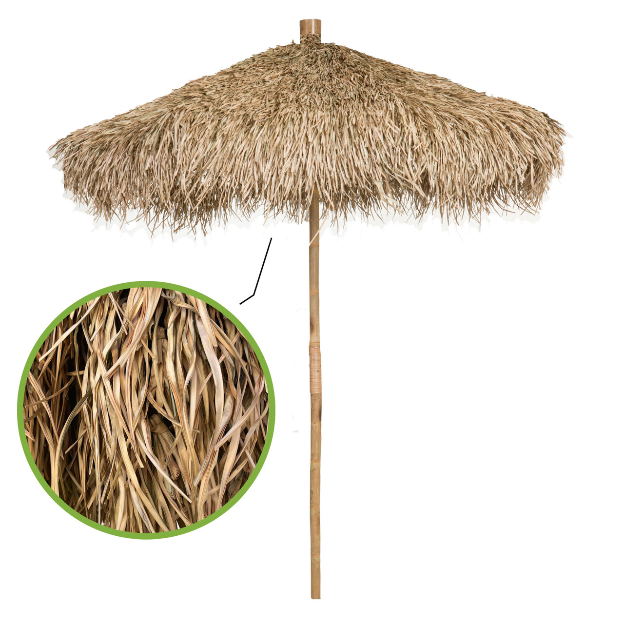 Sea Grass Umbrella - 7 ft, Folding, Bamboo Pole - Shop Online