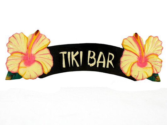 Tiki Bar Yellow Hibiscus Sign