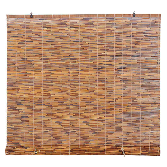 Cordless Coffee Bamboo Reed Blinds, Medium 60 in W x 72 in H