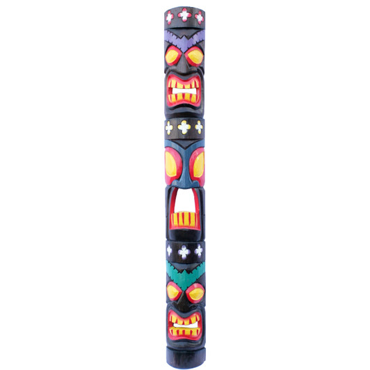60" Three Face Totem Flower Tiki Mask