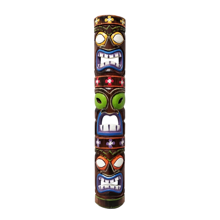 40" Three Face Totem Purple Tiki Mask