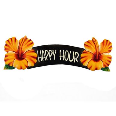 Happy Hour Yellow Hibiscus Sign - Forever Bamboo