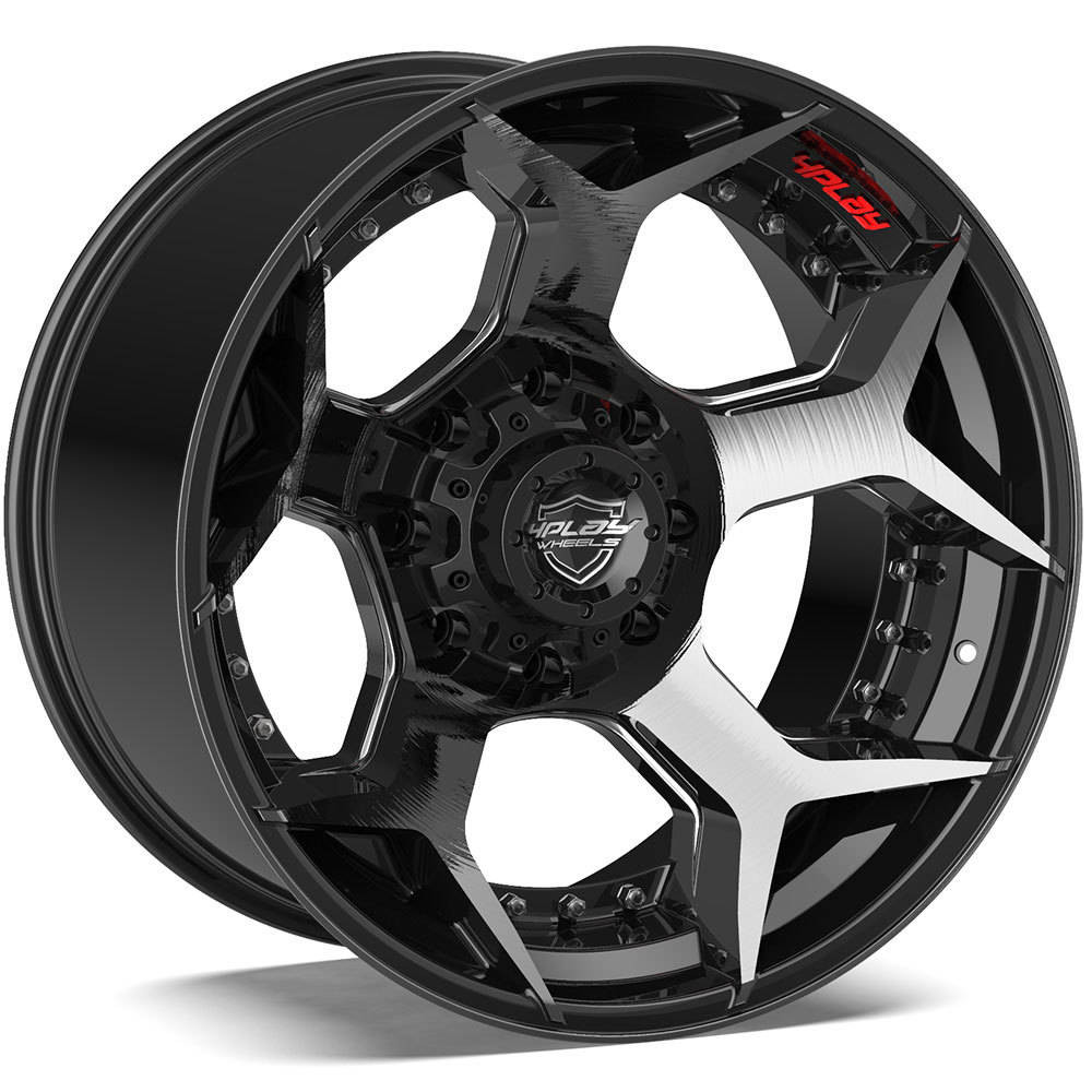 8-Lug 4Play 4P50 Wheels Machined Black Custom Truck Rims