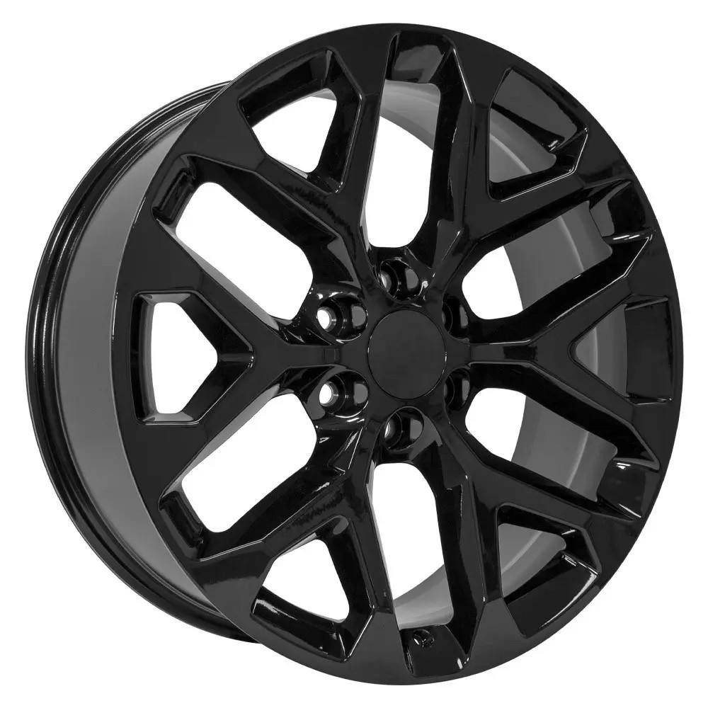 22" Chevy Silverado replica wheel angle view Black rims 9510960