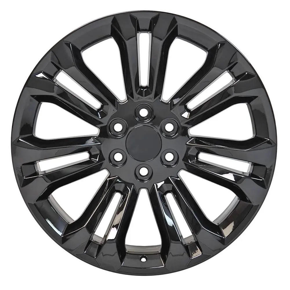 22" Chevy Silverado replica wheel front view Black rims 9510977