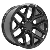 Angle view of a 20x9" Chevy Silverado replica wheel angle view Gloss Black rims 9510084