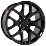 24" GMC Sierra 1500 replica wheel angle view Black rims 9508383