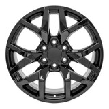 22" GMC Sierra 1500 replica wheel front view Black rims 9511039