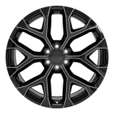 Front view of a 24" Milled Black Truck rims for Chevy Trucks Snowflake replica wheel replacement 9510967