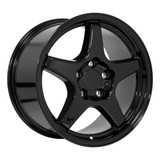 Angle view of a 17x9.5 replica wheel replacement CV01 for Chevy Corvette rims 9512391