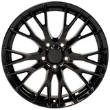 Front view of a 19x8.5 replica wheel replacement CV22 for Chevy Corvette rims 9508114