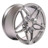 Angle view of a 17x9.5 Chrome replica wheel replacement CV31 for Chevy Corvette rims 9508976