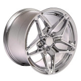 Angle view of a 17x11 Chrome replica wheel replacement CV31 for Chevy Camaro rims 9508979
