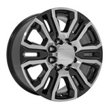 Angle view of a 20x8.5 replica wheel replacement CV70 for Chevy Silverado 2500 3500 rims 9509894