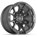 Angle view of a 17x9 replica wheel replacement DF04 for Ford F-150 rims 9511459