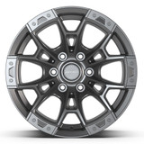 Front view of a 17x9 replica wheel replacement DF04 for Ford F-150 rims 9511459