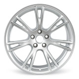 Front view of a 19x9.5-inch Silver Tesla Model Y replica wheel replacement rim 96958 part 348822200A