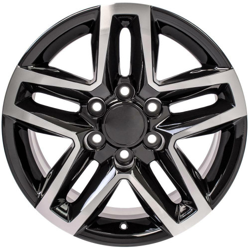 18" Chevy Silverado replica wheel front view Black Machined rims 9509758