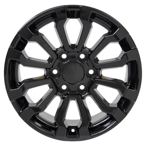 18" GMC Sierra 1500 replica wheel front view Black rims 9510043