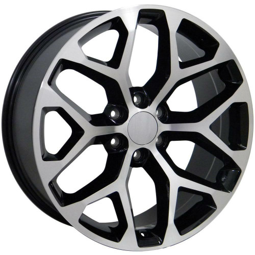 20" Chevy Silverado replica wheel angle view Machined Black rims 9510087