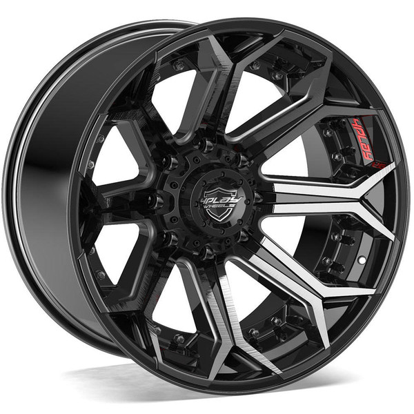 8-Lug 4Play 4P80R Wheels Machined Black Custom Truck Rims