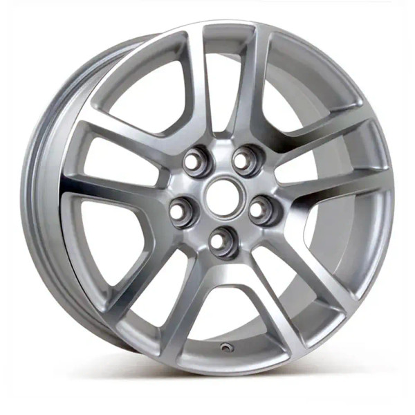 Angle view of a 17x8 replica wheel replacement for Chevy Malibu rim 9598668