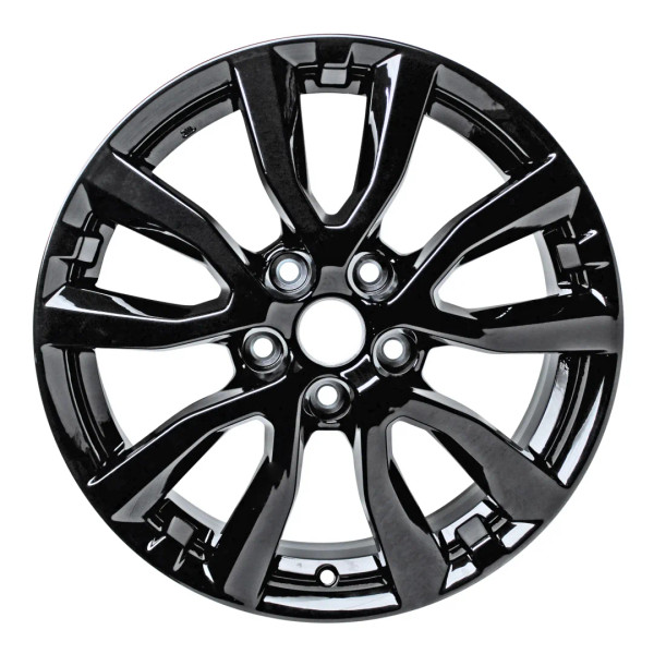 Front view of a 17x7-inch Black Nissan Rogue replica wheel replacement rim 62746, part 403006FL2A