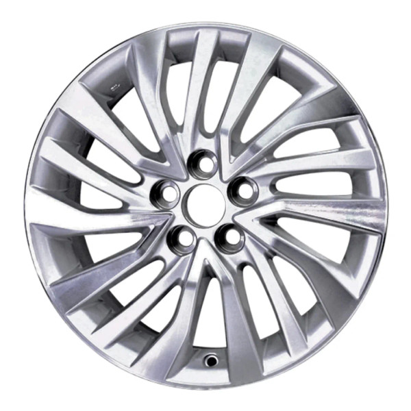 Front view of a 16x6.5-inch Machined Silver Toyota Corolla replica wheel replacement rim 75207, part 4261102N00