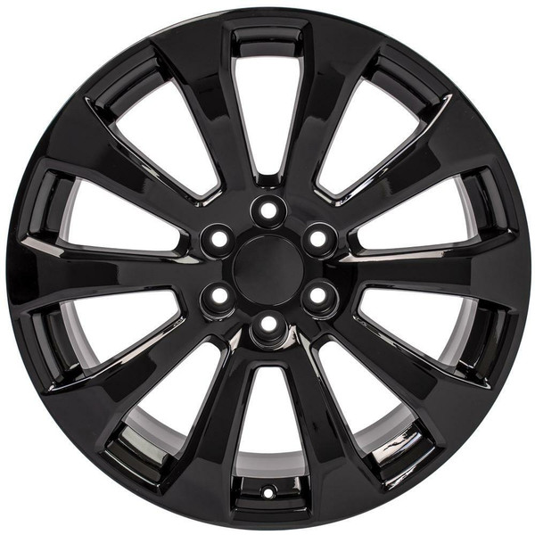 22" Chevy Silverado replica wheel front view Black rims 9509761
