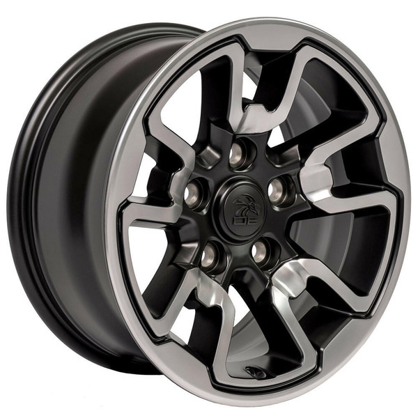 17" Dodge Ram 1500 replica wheel angle view Polished Satin Black rims 9508379