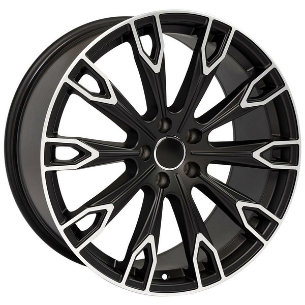 20" Audi A Series replica wheel angle view Machined Black rims 9508338