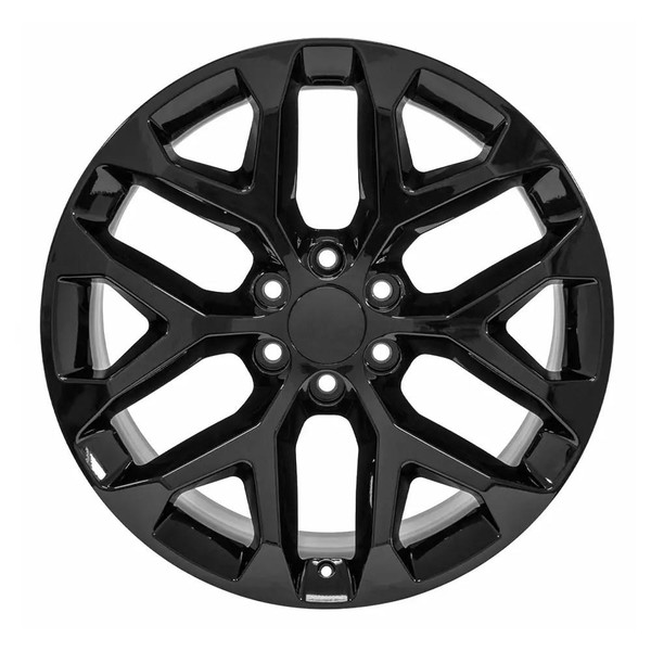 22" Chevy Silverado replica wheel front view Black rims 9510960