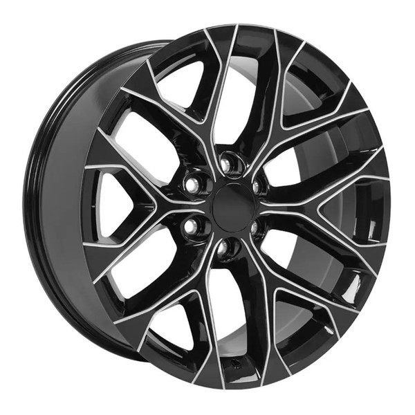 22" Chevy Silverado replica wheel angle view Machined Black rims 9510961