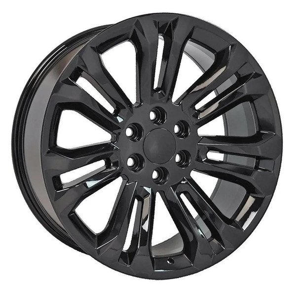 22" Chevy Silverado replica wheel angle view Black rims 9510977