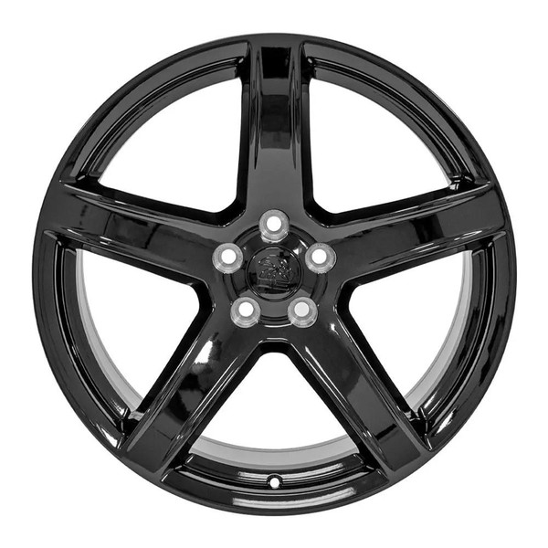 20" Dodge Challenger replica wheel front view Black rims 9511006