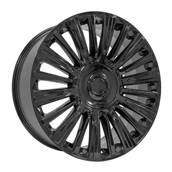 24" Cadillac Escalade replica wheel angle view Black rims 9511003