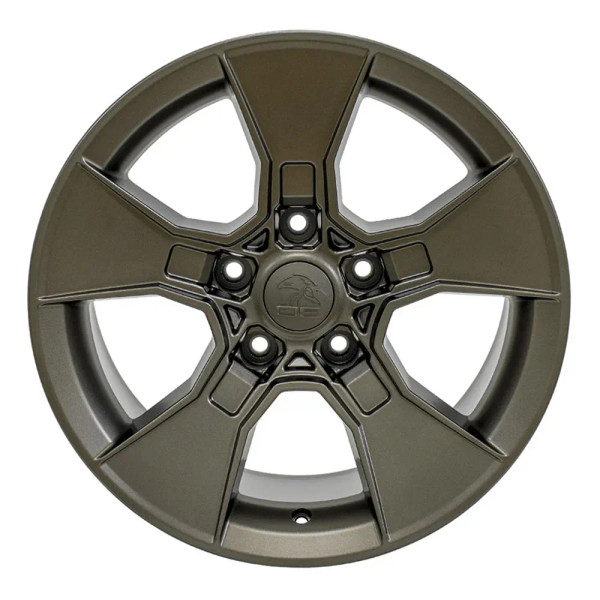 Front view of a 17x8.5 replica wheel replacement DF02 for Jeep Wrangler rims 9511044