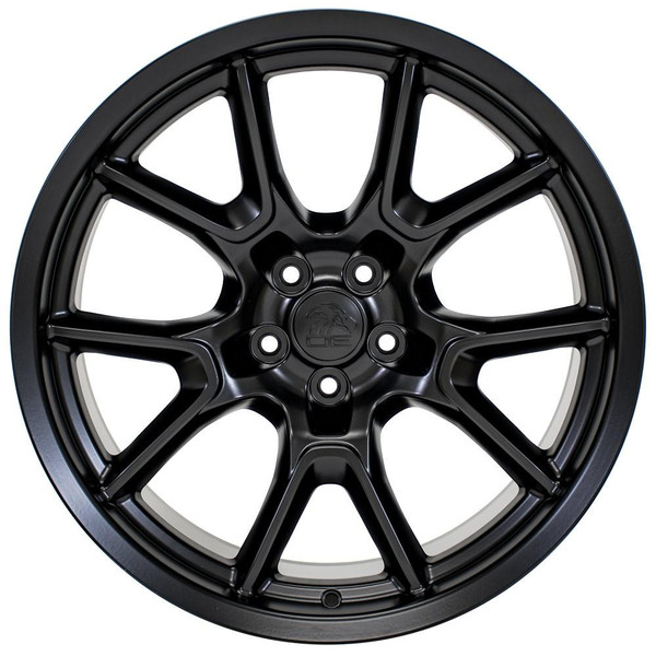 Front view of a 20x10 replica wheel replacement DG21 for Satin Black Chrysler 300 rims 9511068