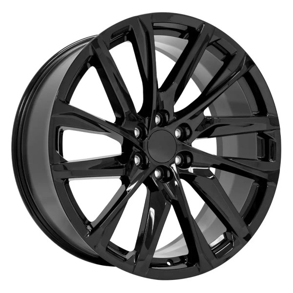 Angle view of a 24x10 replica wheel replacement CA90 for Black Chevy Truck rims 9511089