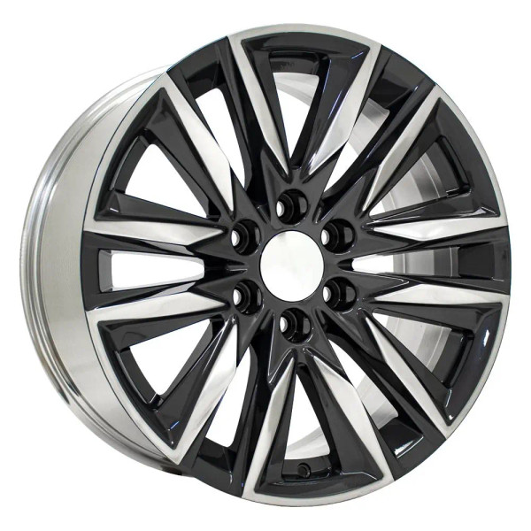Angle view of a 20x9 Gunmetal rim with Polished face replica wheel replacement CA91 for Chevy Truck rims 9510950