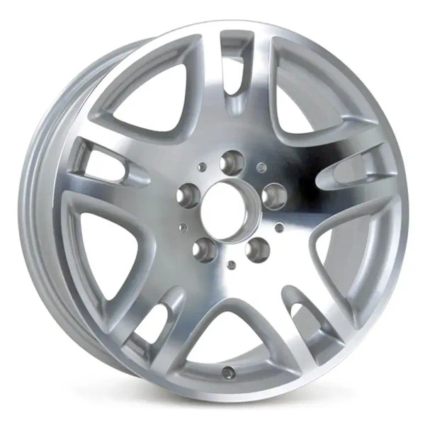 Angle view of 16x8 Replica rims for sale. Replacement Alloy wheels fit Mercedes E320, E350 and E500 part 2114013302