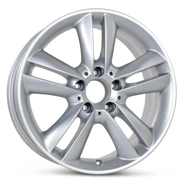 Angle view of 17x7.5 Replica rims for sale. Replacement Alloy wheels fit Mercedes CLK350 part 2094014102