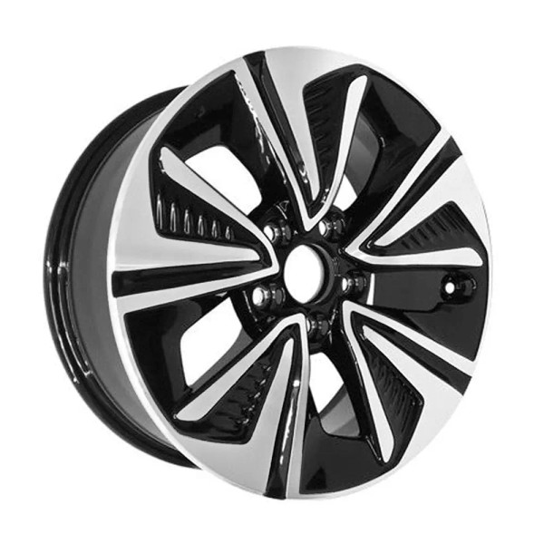 Angle view of a 17x7 black replica wheel replacement for Honda Civic rim 42700TEGA91