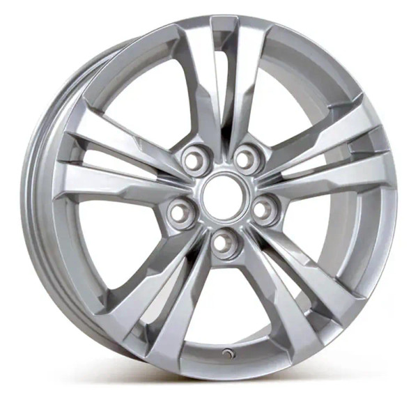 Angle view of a 17x7 replica wheel replacement for Chevy Equinox rim 9597707