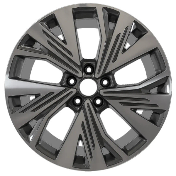 19-inch Gray Audi Q4 oem rim 12122 front view on white background.